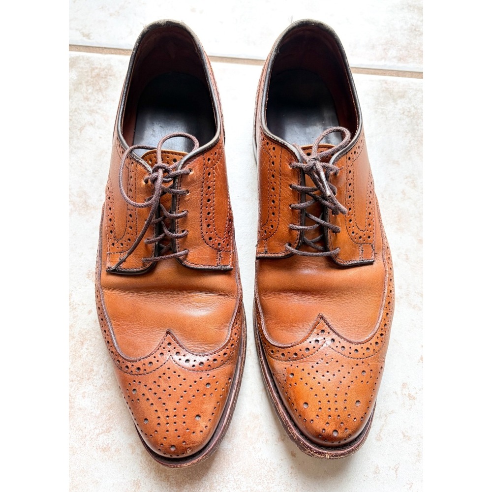 Allen Edmonds Stuttgart Shoes Mens 9 Brown Leather Wingtip Brogue Oxford